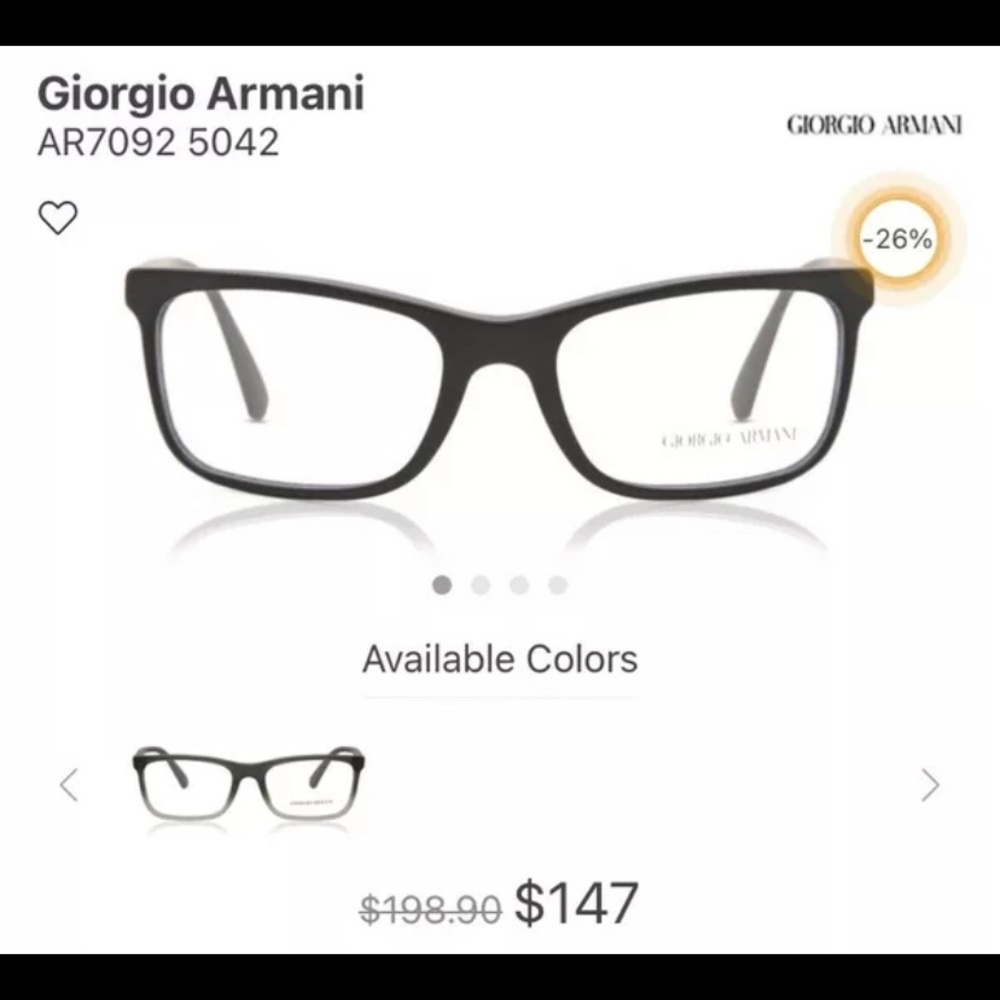 Giorgio Armani Eyeglass Frames W/ Case & Certificat Authenticity Black